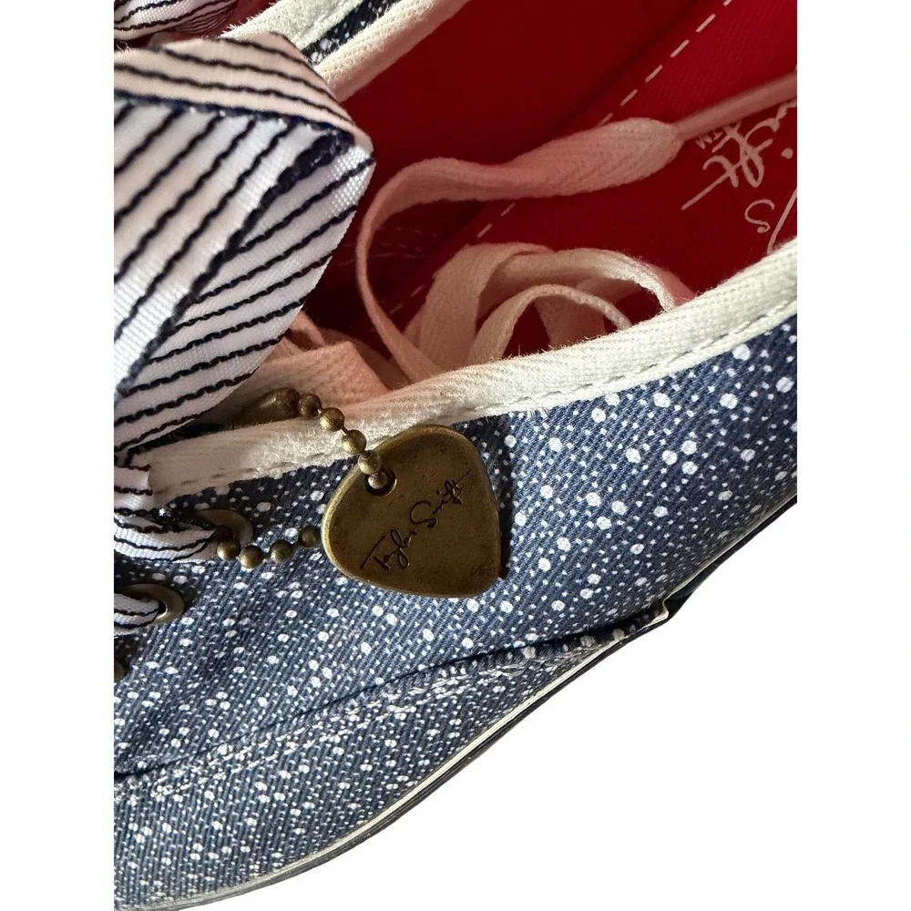 Keds Taylor Swift Eras Rare Champion Navy Blue Polka Dot Ribbon Lace Sneakers 7
